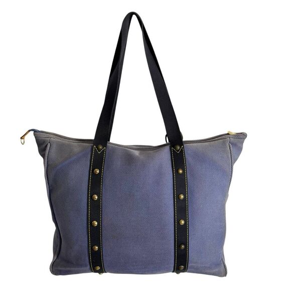 Louis Vuitton Studded Tote Large Blue Canvas w Leather detail Authentic !! W Ser - Picture 7 of 15